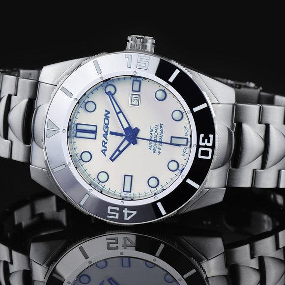 ARAGON Tungston Bezel Swiss Automatic Watch Sapphire Crystal Full Lume 43mm A504 - Picture 3 of 16